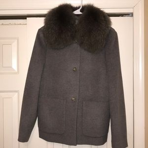 Brooks Brothers NWT Gray Fur Collar Jacket Size 8